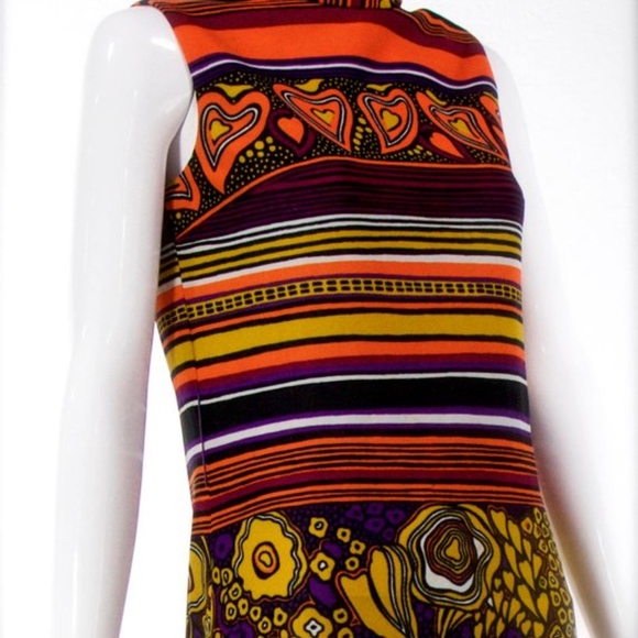 1960's 1970's ILGWU Union Long Colorful Dress - Picture 3 of 3
